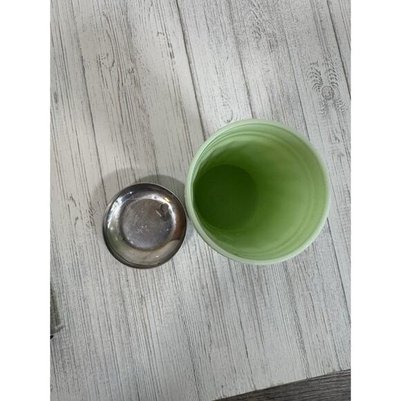 Vintage Jadite Ribbed Sugar Jar Pour Table Top Dispenser Stainless Flip Top Lid - Picture 8 of 10